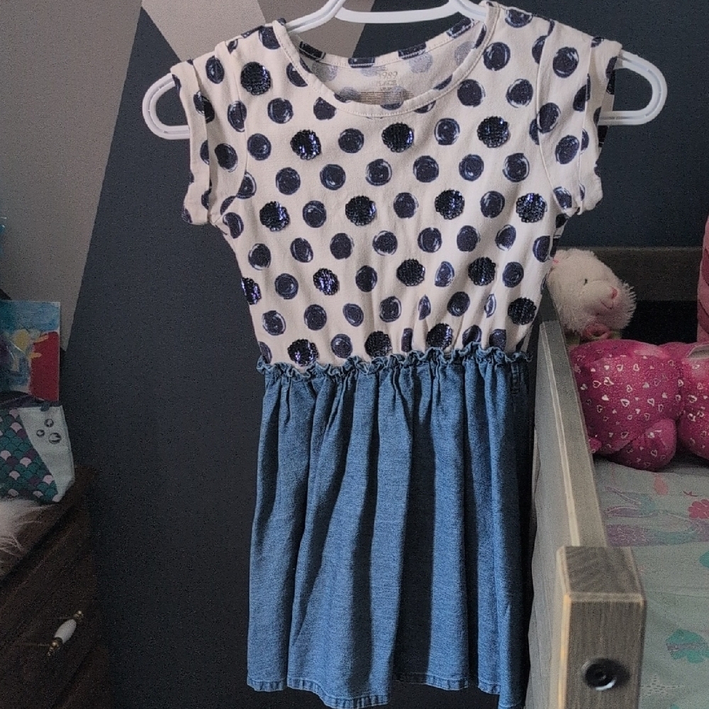 Polka Dot and Denim Dress